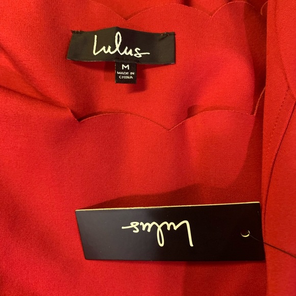 Lulu’s Tip The Scallops Red Scalloped Skater Dress, size medium. NWT. - Picture 5 of 6